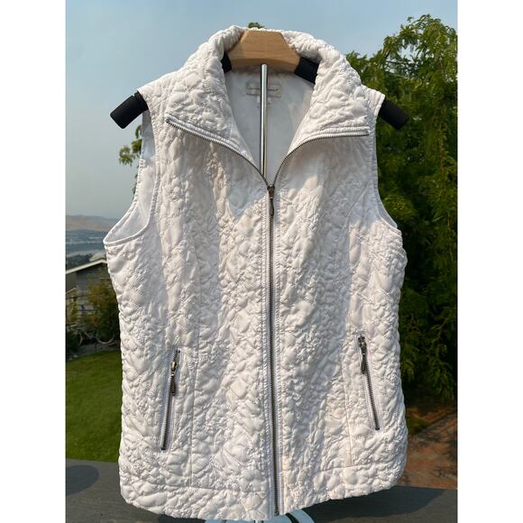Christopher & Banks Vest White Quilted Zip Front Size Medium - Picture 3 of 6